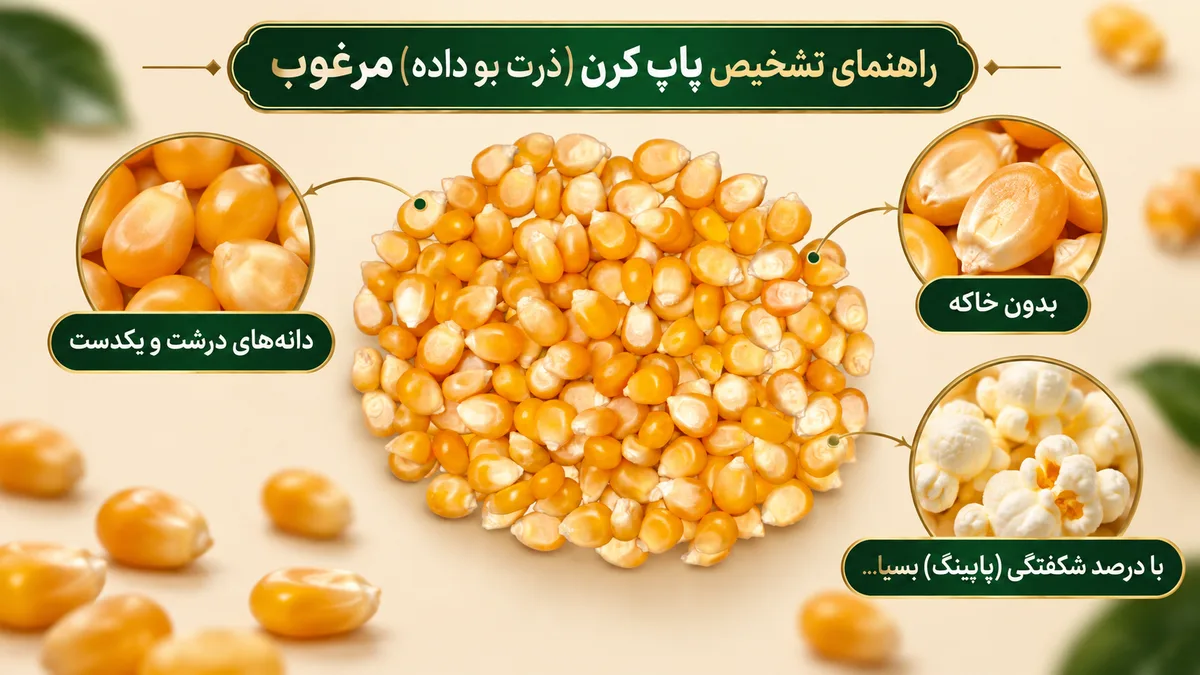 راهنمای تشخیص پاپ کرن (ذرت بو داده) مرغوب
