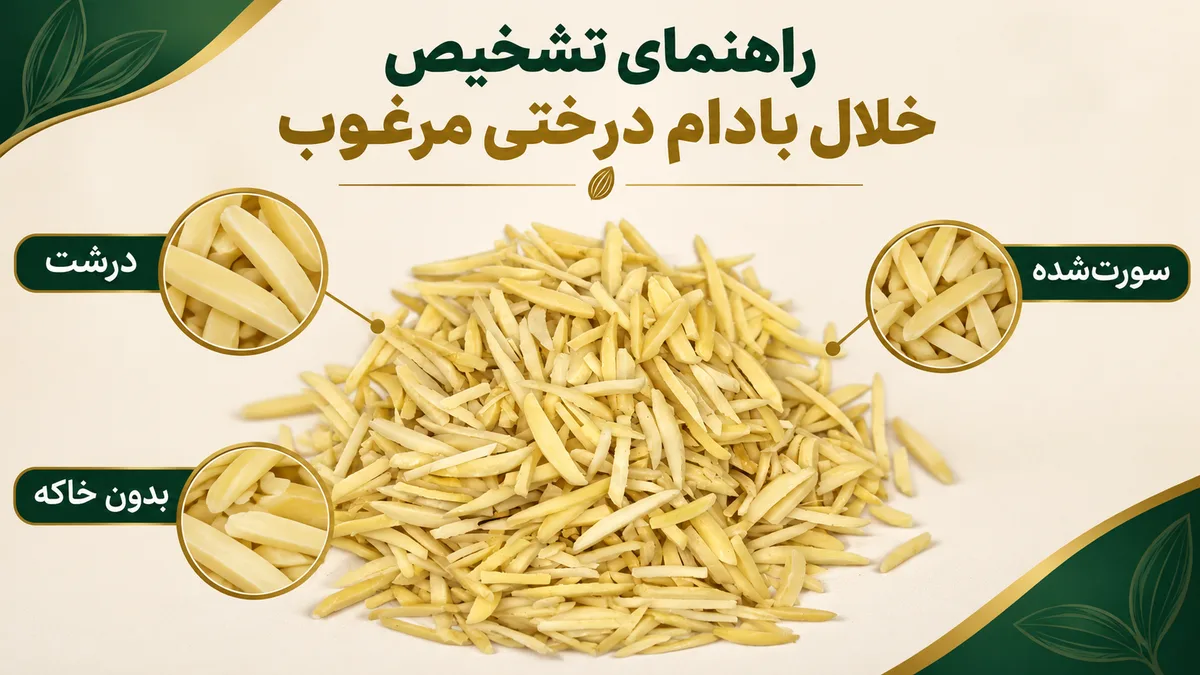 راهنمای تشخیص خلال بادام درختی مرغوب راهنمای تشخیص خلال بادام درختی مرغوب